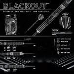 Šipky steel Winmau BLACK OUT 26g, 90% wolfram