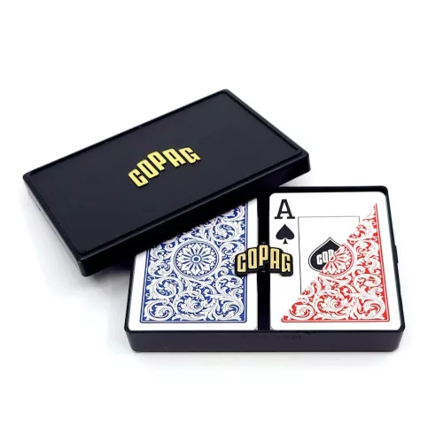 Karty na poker 100% plast COPAG 1546 Jumbo index modro-červený duo pack
