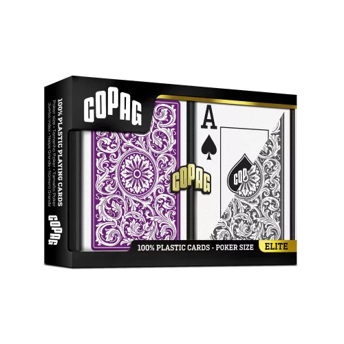 Karty na poker 100% plast, COPAG 1546, Jumbo index, fialovo-šedý duo pack
