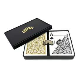   Karty na poker 100% plast COPAG 1546 Jumbo index černo-zlatý duo pack