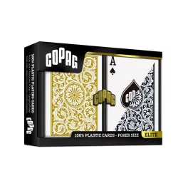   Karty na poker 100% plast COPAG 1546 Regular index černo-zlatý duo pack