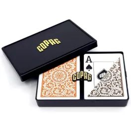   Hrací karty Copag 1546 Elite Jumbo index, 100% plastové, oranžovo-hnědé Duo pack