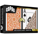 Hrací karty Copag 1546 Elite Jumbo index, 100% plastové, oranžovo-hnědé Duo pack