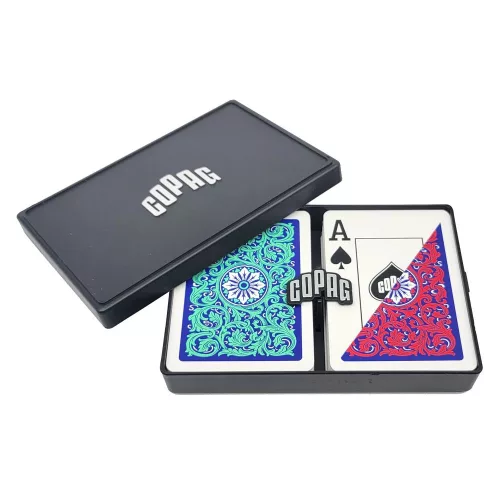 Pokerové karty COPAG 1546 Neoteric, Jumbo index, 100% plast, zeleno-červený dvojitý balíček