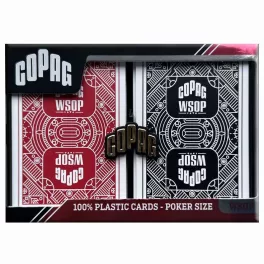   Karty na poker 100% plast, WSOP, index Jumbo, červeno-černý duo pack