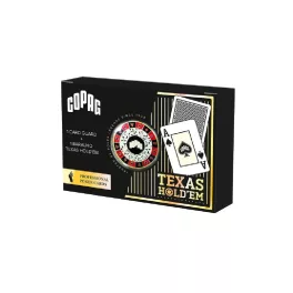   Hrací karty Copag Texas Hold'em poker černé GOLD Range 100% plast s Dealer žetonem