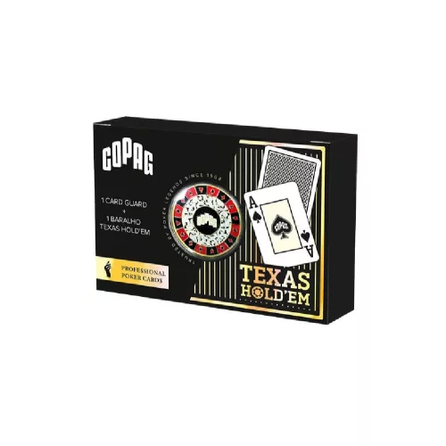 Hrací karty Copag Texas Hold'em poker černé GOLD Range 100% plast s Dealer žetonem