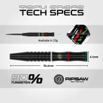 Šipky steel Winmau Peter Wachiuri 22g, 90% wolfrám