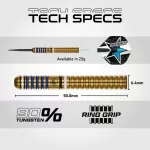 Šipky steel Winmau Ryan Branley 23g, 90% wolfram