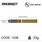 Šipky steel Winmau Ryan Branley 23g, 90% wolfram