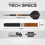 Šipky steel Winmau Ben Townley 23g 90% wolfram edice Team 360