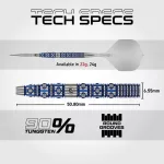 Šipky steel Winmau Lunaris Tapered 22g SP 90% wolfram