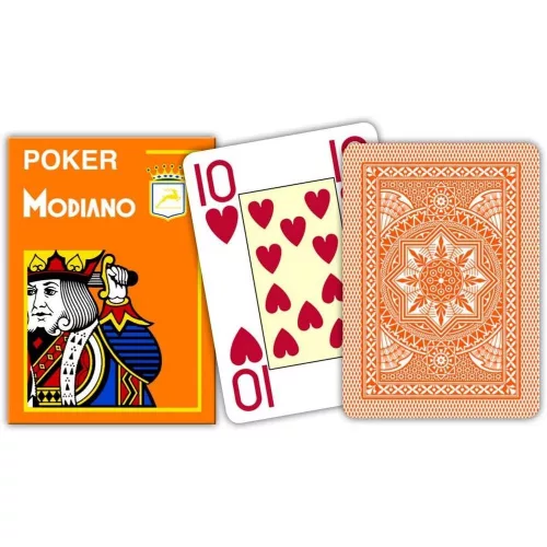 Pokrové karty Modiano CRISTALLO 100% plastové, oranžové