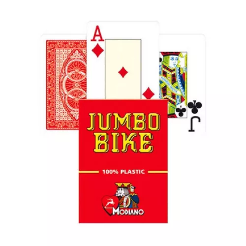 Pokrové karty Modiano BIKE TROPHY JUMBO 100% plastové, červené