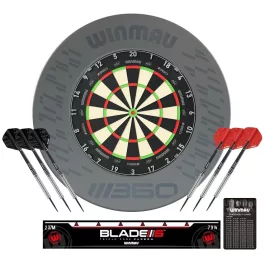   Kompletní šipkařský set Winmau BLADE 360 šedý surround, 2 sety šipek, startovací čára