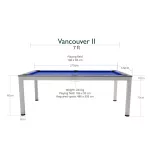 Dynamic Vancouver II. 7' kulečníkový-jídelní stůl, matný šedý