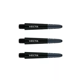 Násadky na šipky Winmau Vecta plastové s hliníkový topem, černé, krátké