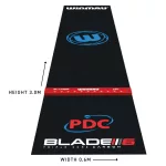 Koberec k terči na šipky Winmau Pro Zone Precision PVC černý s červenou odhozovou lištou