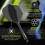 Winmau Fusion Neon černé, No6 letky a střední násadky