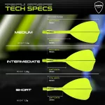 Winmau Fusion Arrow průhledné žluté integrované letky a střední násadky
