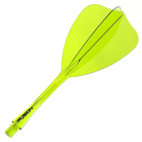 Winmau Fusion Arrow průhledné žluté integrované letky a dlouhé násadky
