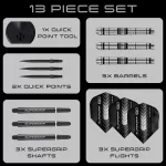 Šipky steel Harrows Supergrip Tapered 30g Quick Point 90% wolfram