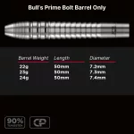 Šipky steel Bull's Prime Bolt 22g CP 90% wolfram pouze tělíčka