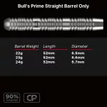 Šipky steel Bull's Prime Straight 22g CP 90% wolfram pouze tělíčka