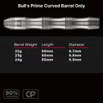 Šipky steel Bull's Prime Curved 23g CP 90% wolfram pouze tělíčka