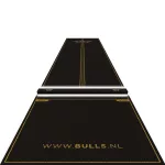 Koberec před terč Bulls Advantage s odhozovou lištou, 300x85 cm, černo-zlatý
