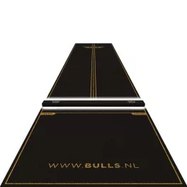 Koberec před terč Bulls Advantage s odhozovou lištou, 300x85 cm, černo-zlatý
