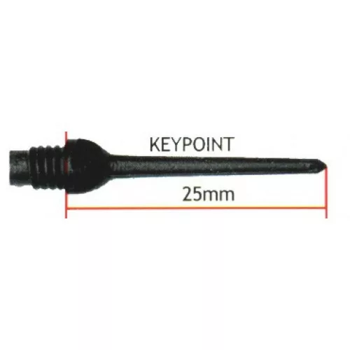 Hroty na šipky Harrows soft Keypoint, plastové, černé 30 ks/bal, 25mm, závit 2BA