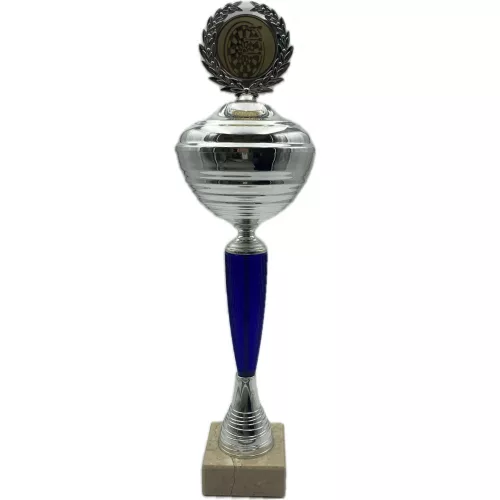 Šípkařská trofej stříbrno-modrá trofej, 32cm vysoká
