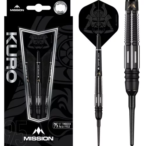 Šipky soft Mission Kuro 21g Black M4 Rear Taper 95% wolfram