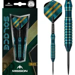 Šipky steel Mission Solace M1, 22g brass, modro-zelené