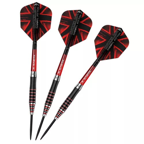 Šipky steel Mission Darryl Fitton Black-Red Electro 22g, 95% wolfram