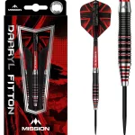 Šipky steel Mission Darryl Fitton Black-Red Electro 22g, 95% wolfram