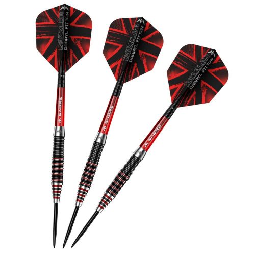 Šipky steel Mission Darryl Fitton Black-Red Electro 24g, 95% wolfram