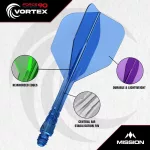 Mission Force 90 Vortex průhledné modré integrované No6 letky a krátké násadky na šipky