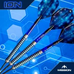 Šipky steel Mission ION 22g stříbrno-modré 95% wolfram
