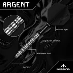 Šipky steel Mission Argent 22g 90% wolfram