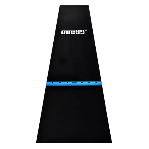 ONE80 Pryžový koberec před terč s dřevěnou hranicí hodu 62 cm, černo-modrý