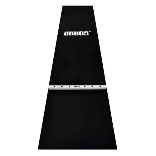ONE80 Pryžový koberec před terč s dřevěnou hranicí hodu 62 cm, černo-bílý