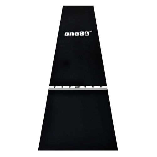 ONE80 Pryžový koberec před terč s dřevěnou hranicí hodu 62 cm, černo-bílý