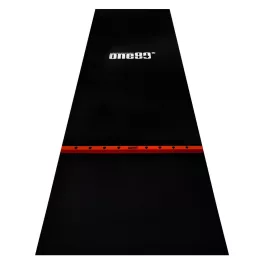Pryžový koberec s červenou hranicí hodu ONE80 300×90cm, černý