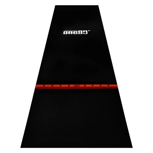 Pryžový koberec s červenou hranicí hodu ONE80 300×90cm, černý