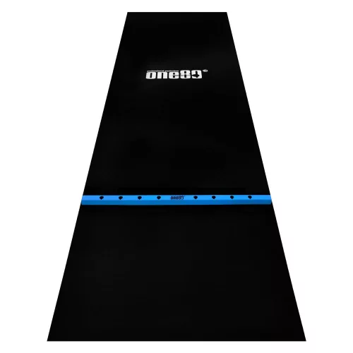 Pryžový koberec s modrou hranicí hodu ONE80 300×90cm, černý