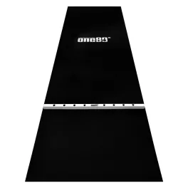 Pryžový koberec s bílou hranicí hodu ONE80 300×90cm, černý
