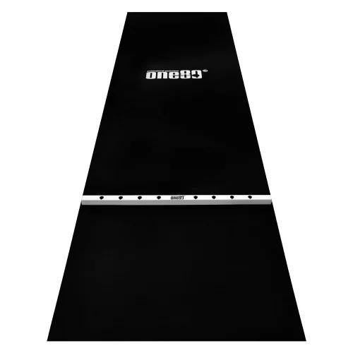 Pryžový koberec s bílou hranicí hodu ONE80 300×90cm, černý