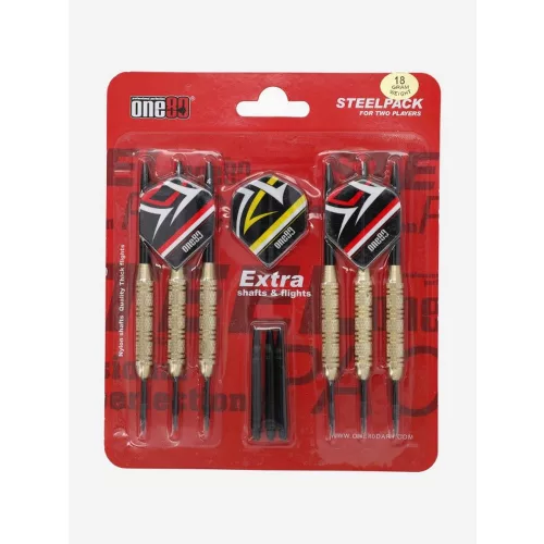 Šipky steel One80 Duo 18g brass, 2 sady šipek s příslušenstvím